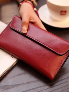 Women's Genuine Leather Wallet, Long Clutch Coin Purse, Minimalist Design, Everyday Carry, Stylish & Functional Accessory