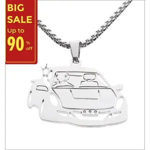 Hip Hop Juice Car Logo Pendant Necklace, Stainless Steel Chain Jewelry, Streetwear Hoodie Accessory, Couple Gift Necklace