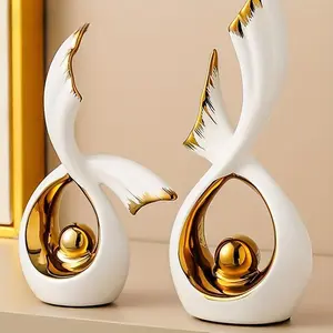 Ceramic Holiday Decorations 1/2pcs Simple Style Design Home Statue Figurines for Adults Collectible Ornaments Gift for Living Room TV Wine Cabinet