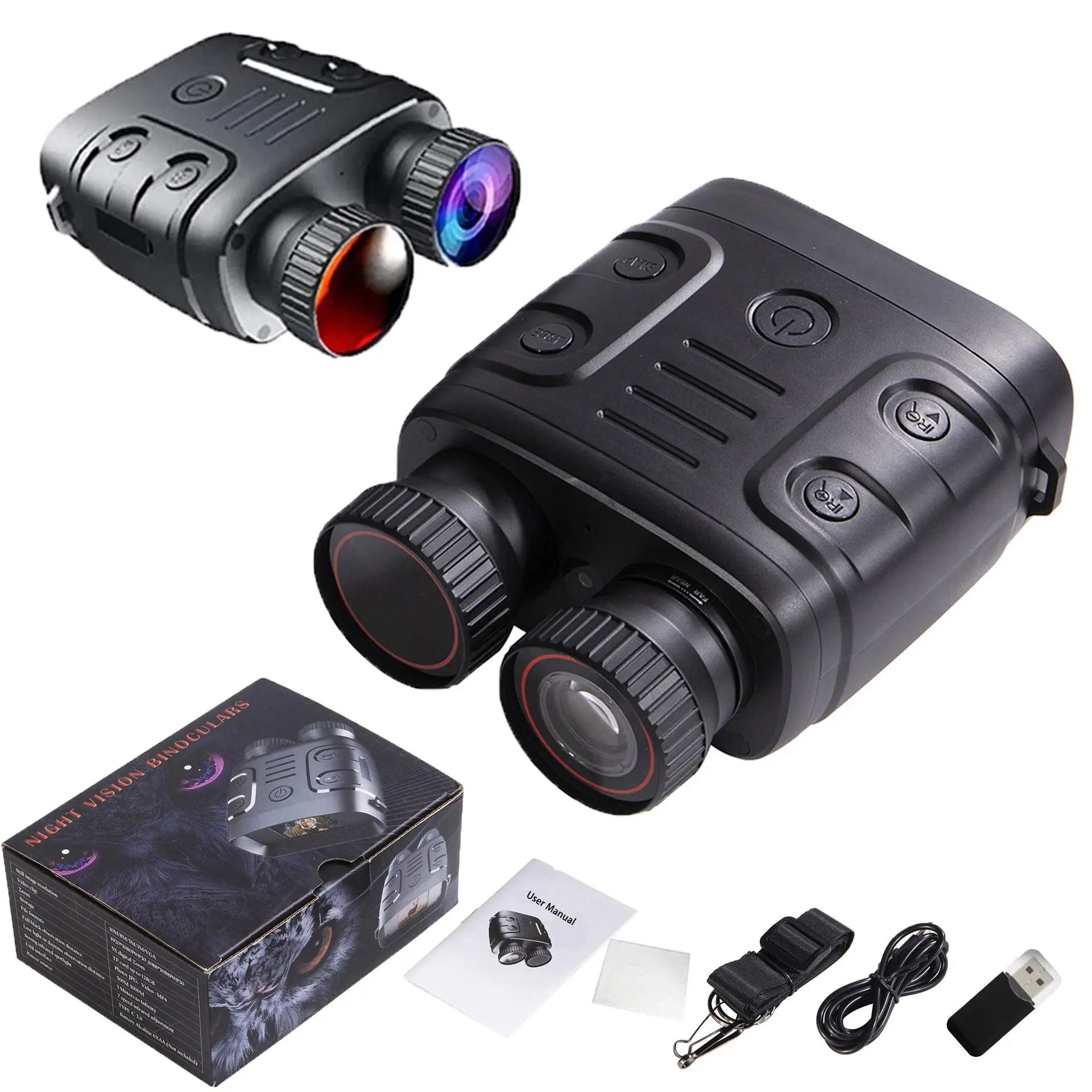 1080p Binocular Infrared Night-vision Binoculars, Day Night Use Photo Video Taking Digital Zoom 5X Binocular Night Vision Goggles, Camping Essentials