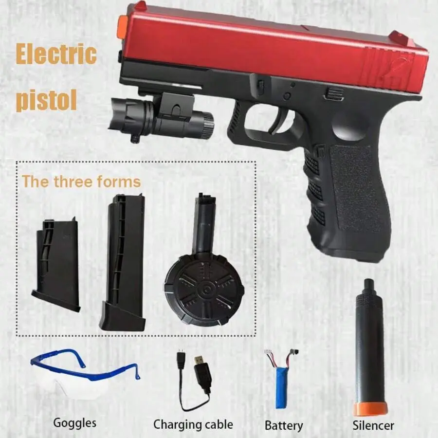 Rechargeable Elecc Blaster Gun, High Performance Pistol, Cool Toy Gun For Outdoor Activities, Shooting Game Party Favors, Halloween Christmas Gift