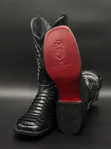 Boot- Red Bottom Black Snake (Print)