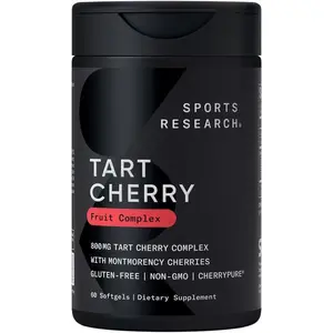 Sports Research Tart Cherry Capsules - Made from Montmorency Tart Cherries - Non-GMO & Gluten Free - 60 Liquid Softgels Vitamin