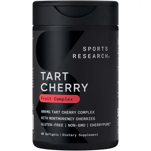 Sports Research Tart Cherry Capsules - Made from Montmorency Tart Cherries - Non-GMO & Gluten Free - 60 Liquid Softgels Vitamin