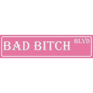 "Bad Bitch Blvd" Pink Metal Tin Sign |   4x16 Inch Humorous Street Sign for Bedroom & Home Decor |   Bad Girls Club Aesthetic Wall Art |   Multiple Style Options with Pre-Drilled Holes, Easy to Hang