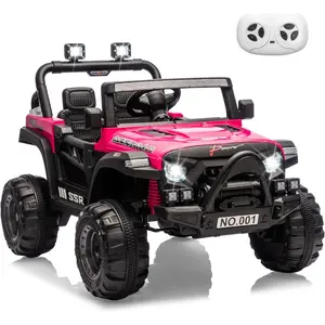 12V Kids Electric Ride on Car, Toddler Electric Vehicle with Parent Remote Control, Safety Seat Belt, Lockable Doors, Spring Suspension & Bluetooth Music, Battery Powered Ride on Toy for 3-8 Years Old