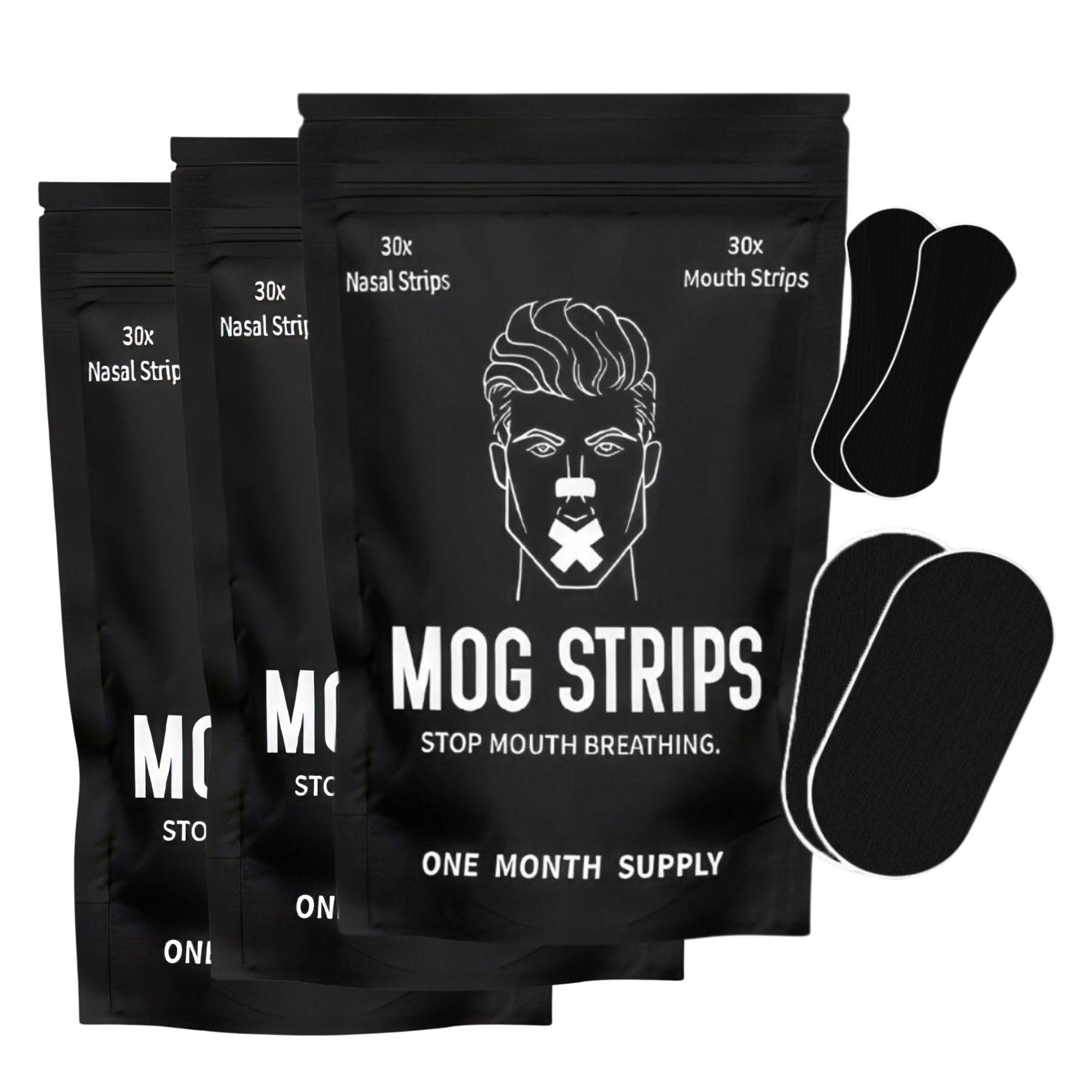 Mog Strips 3 Month Supply for Sleep Exercise Mouth & Nose Tape Long Lasting Adhesive for Yoga Gym Comfort Outdoor Sport