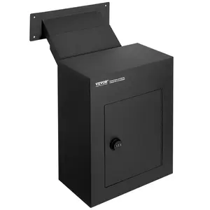 VEVOR Through The Wall Drop Box, Heavy Duty Steel Through the Wall Mailbox with 2.8-7.9" 13" Combination Lock, 13x7x17" Mail Drop Box, Black