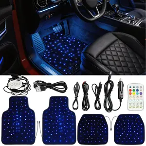 Luxury Starlight LED Car Floor Mats, 4pcs Starry Star Light Floor Mats Fiber Optic Lights APP/Remote Control Music Mode Sound Activated Interior Lights for Cars, SUVs, Trucks