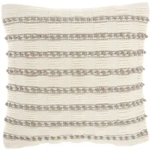 18"x18" Life Styles Woven Lines and Dots Square Throw Pillow Light Gray - Mina