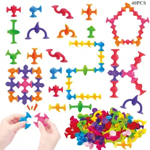 40pcs Vegetable Fruit Suction Toys, Stackable Suction Cups, Halloween Party Decorations, Ornaments, Cake Topper, Cake Decorations Supplies, Sensory Play Toy for Kids Aged 3-6