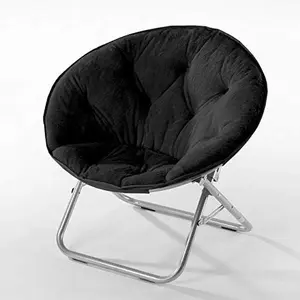 Black Faux Fur Saucer Chair - One Size, Comfortable and Stylish Addition to Any Room