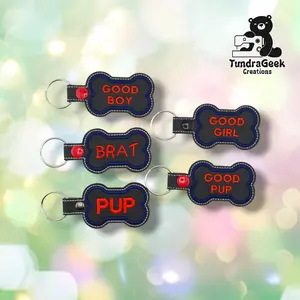 Pup Bone Keychain | Embroidered Vinyl Keychain | Pup Play Accessory | Pup Pride Gear | Dog Bone Keychain