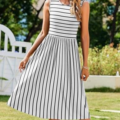 Zeagoo Women's Summer Tank Midi Dress with Pockets Sleeveless A-Line Dress Casual Floral T-Shirt Dress Flowy Beach Sundress