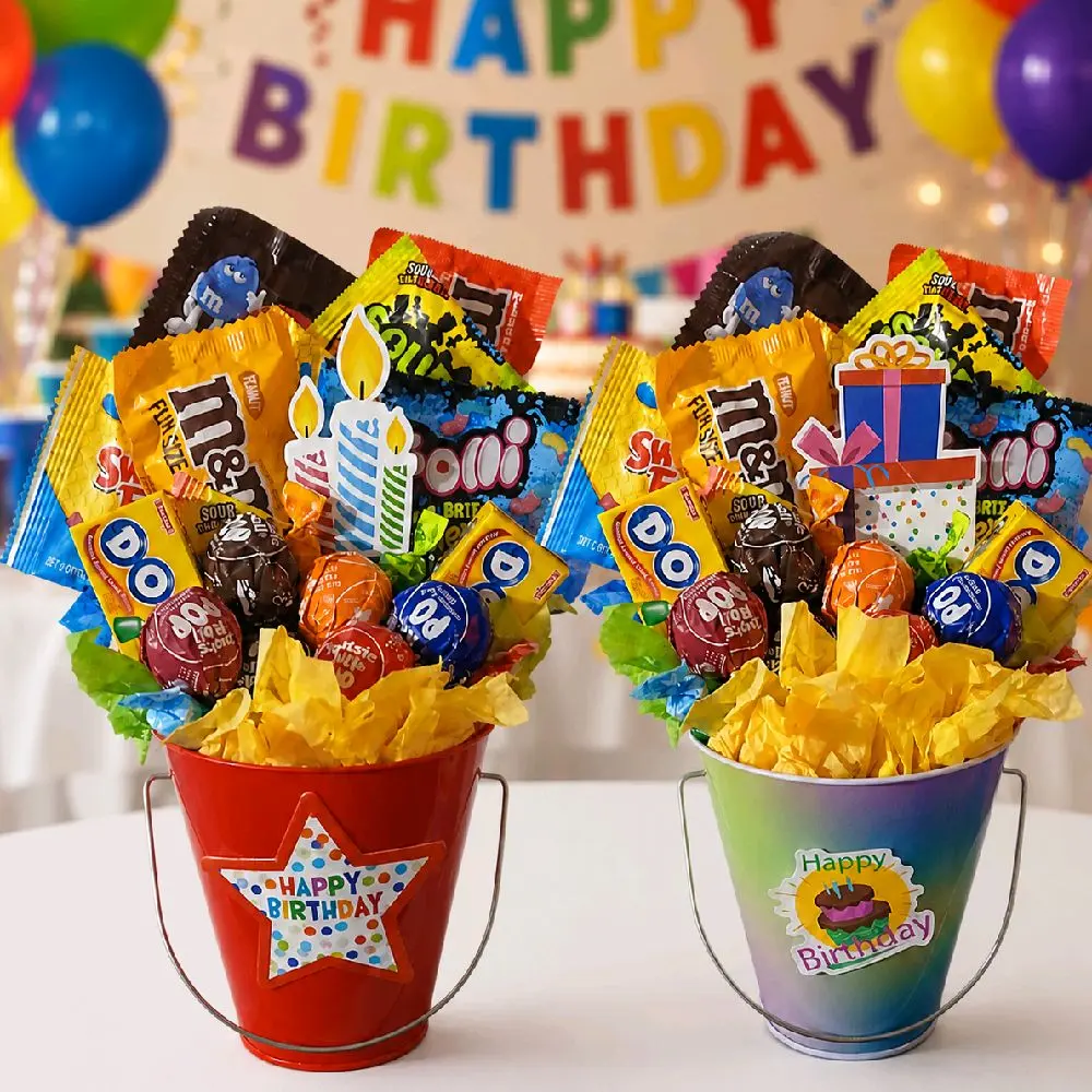 Happy Birthday Candy Pail, Sour Candy Gift,  Sweet Snack