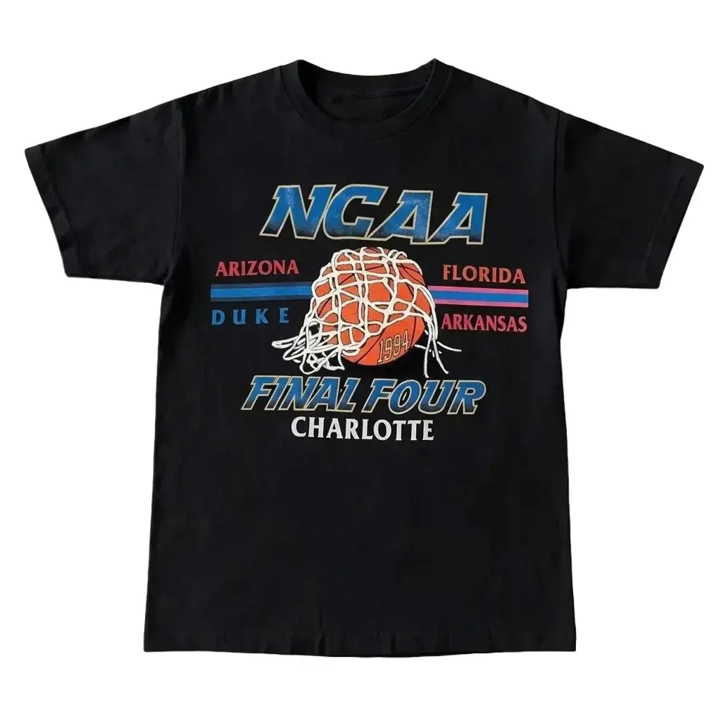 Vintage 1994 NCAA Final Four Charlotte T-Shirt, Retro Duke Arkansas Arizona Florida Hoops Tee, Classic March Madness Basketball Graphic Shirt, Premium Cotton Blockcore Streetwear Top