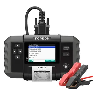 TOPDON BT600 Advanced Battery Tester for 12V Battery & 12/24V Systems with 3.5" Color Screen & Built-in Thermal Printer for Accurate Testing & Safety