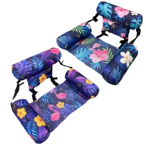 2 Pack Pool Float Hammock, Inflatable Water Lounger with Mesh, Adjustable Floating Chair for Pool Beach Lake, Summer Relaxation Float for Adults & Kids