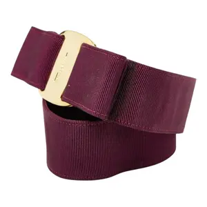 Pre-owned SALVATORE FERRAGAMO Canvas Small Leather Goods Vara Ribbon Belt