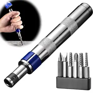 6Pcs Manual Impact Driver Set, Heavy Duty Screw Extractor Tool Kit for Rusted & Damaged Screws