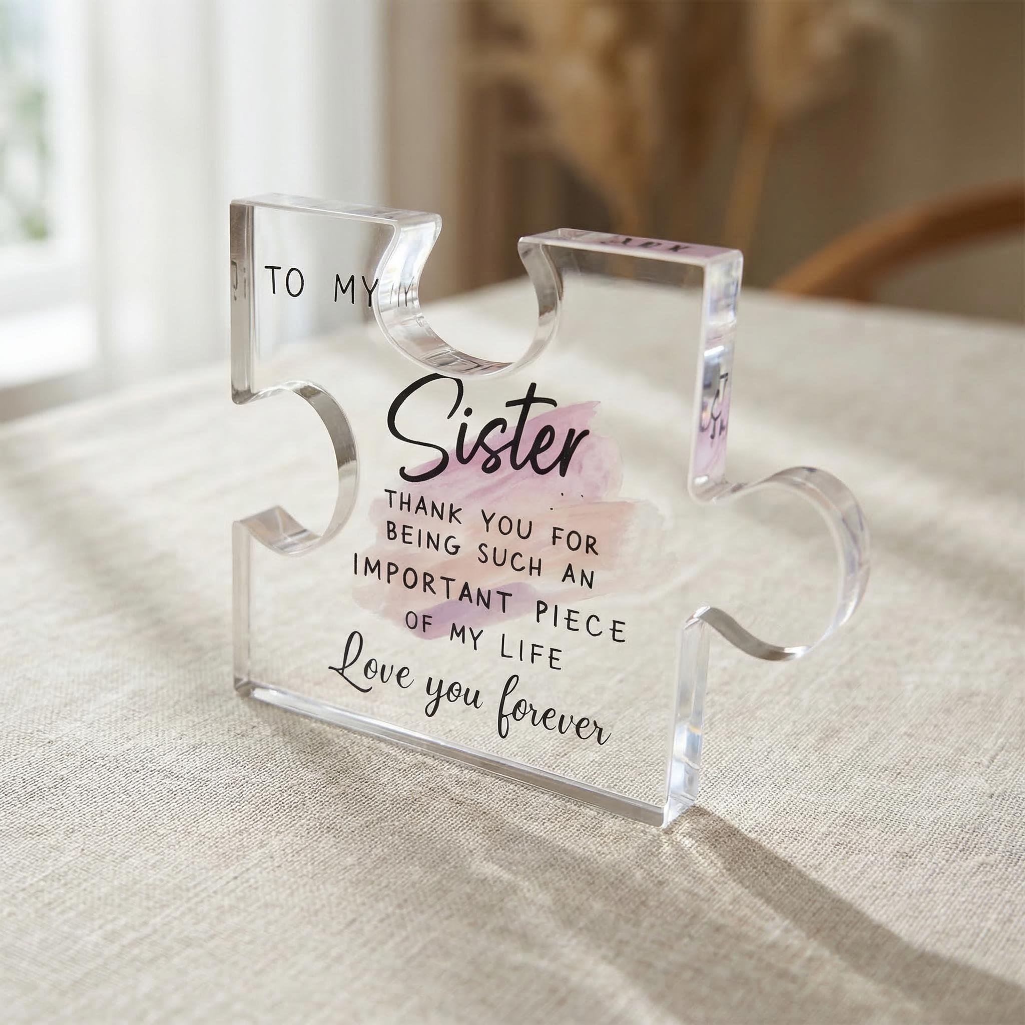 Sisters Acrylic Jigsaw Plaque 3.5×4in Custom Friendship Keepsake Assemblable 2D Puzzle Photography Prop Sentimental Gift for Sisters Best Friends Birthdays Weddings Thanksgiving Christmas