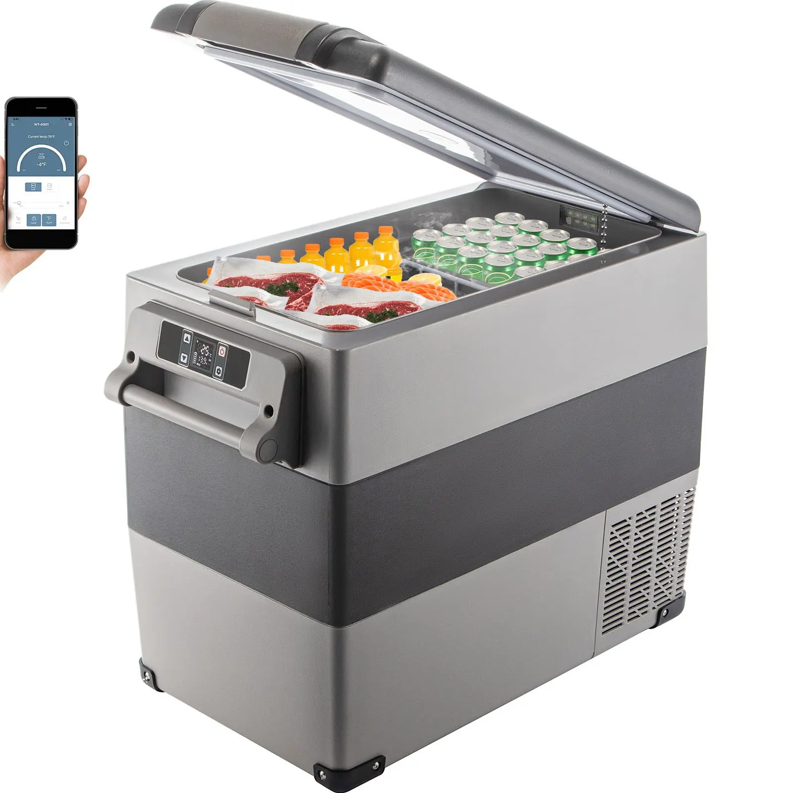 VEVOR 12 Volt Refrigerator, 58 Qt Car Refrigerator, Dual Zone Portable Freezer, Cooler Compressor Freezer with 12/24V DC and 110-240V AC, Freezer Fridge Cooler, for Car, Truck RV, Camping and Home Us