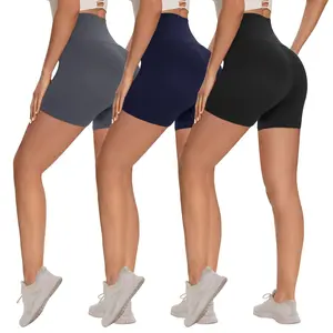 Showitty 3 Pack Biker Shorts Women with Pockets - 5" Plus Size High Waisted Workout Shorts for Gym Yoga