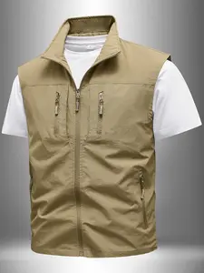 Men's Spring & Fall New Multi-Pocket Work Vest, Outdoor Casual Thin Jacket, Hiking Photography Coat, Fashionable Men's Outerwear