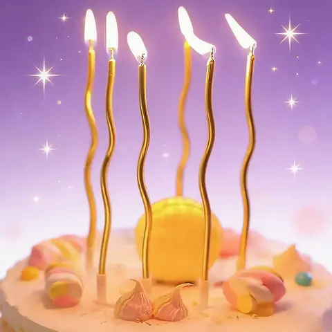 6/36Pcs Spiral Twisted Birthday Cake Candles, Curved Metallic Arc Design Candles, Birthday Cake Decorations, Cake Decorating Supplies for Birthday Parties, Weddings, Holiday Celebrations and Dessert Table Arrangements, Multiple Colors Available