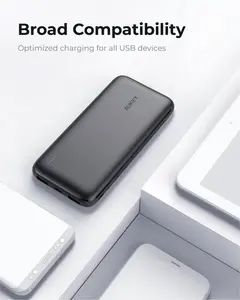 AUKEY  10000mAh 18W PB-N73S PD USB C Portable Charger Black Fast Charging USB Type-C USB 3.0 Micro USB Accessories Phone