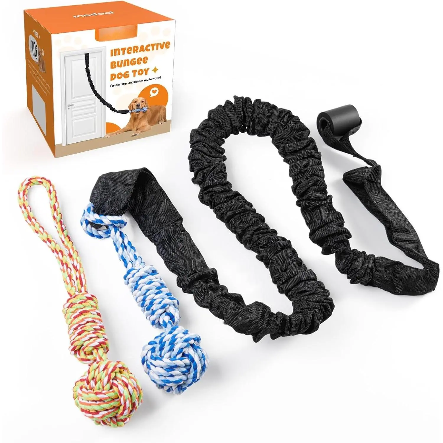 Spring Pole  Rope Toys - Tug of War   for Pitbull Medium to Large Dogs, Indoor Outdoor Use Bungee  Exercise Ropes  Builder Interactive Toys (Door  Style)