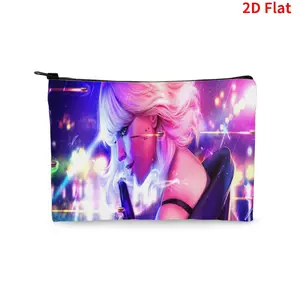 Cyberpunk Style Cosmetic Bag with Vibrant Neon Art Print, Fashionable Travel Makeup Pouch for Women, Zippered Toiletry Organizer for Daily Use & Travel Essentials