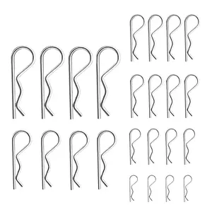 24 count Cotter Pin Assortment Kit, R Clips Heavy Duty Zinc Plated Cotter Pin Spring Fastener Assortment Kit Hitch Pins Clips