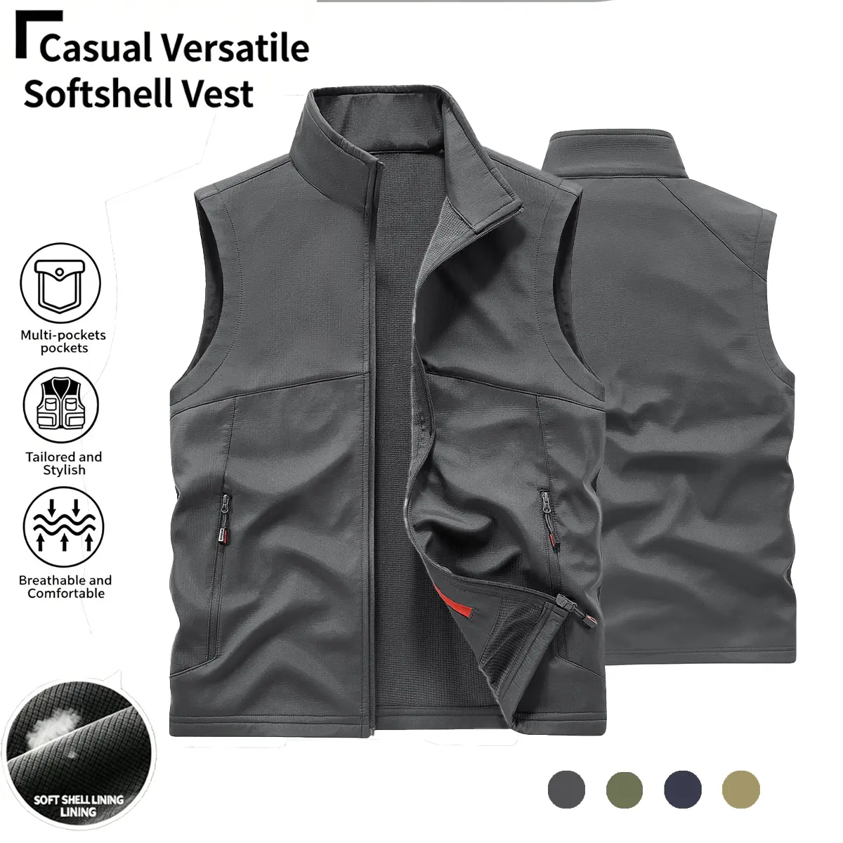 Men's Plain Polyester Lightweight Outdoor Sports Vest, Casual Sleeveless Tops for Golf, Travel Hiking, Polyester Men's Sports Vest, Lightweight Men's Sports Vest