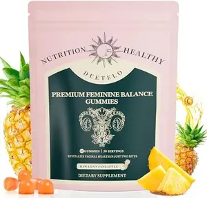 Premium Feminine Balance Gummies for Women – Hawaiian Pineapple Flavor | Supports pH Balance, Digestive Health & Immune Support | Non-GMO, Vegetarian-Friendly | 60 Gummies