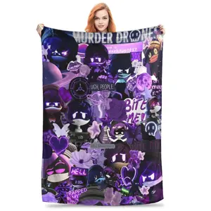Murder Drones Uzi Collage Blanket Cartoon Cute Flannel Throw Blankets Airplane Travel Portable Soft Warm Portable Suitable for beds and sofas can also be given as a gift