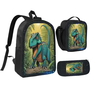 Mysterious Ancient Beast Backpack Set 3-Piece Set - Daily Use Dinosaur Era Theme Bag Collection