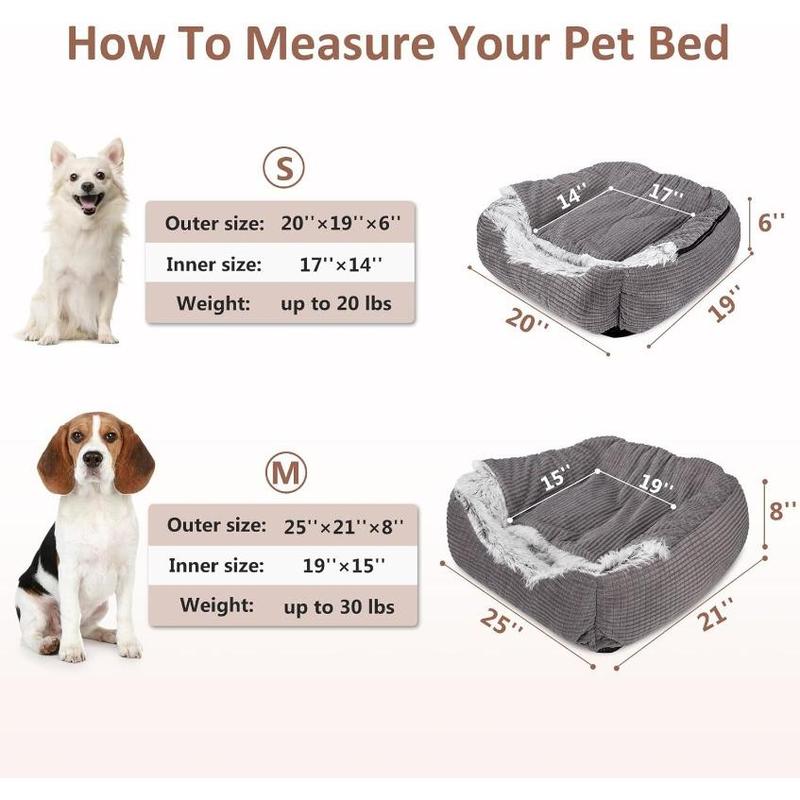Dog Beds for Medium Large Small Dogs, Rectangle Cave Hooded Blanket Puppy Bed, Luxury Orthopedic Cat Beds for Indoor Cats, Warmth and Machine Washable (25 inches, Grey)