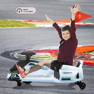 24V Electric Go Kart, 7.5/8.1mph, Drifting Car Battery Powered Ride on Toy with Slow Start, Music, Horn, for 6-12 Years Old