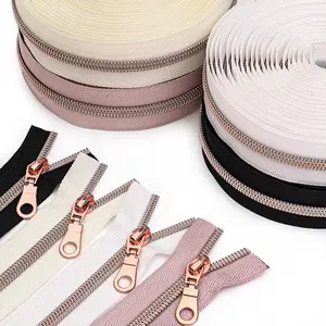 Zipper & Zipper Head Set, 1 Count 4.5m Zipper with 10pcs Zipper Head, Sewing Accessories for Bag, Backpack, Clothing, Durable Metal Zippers