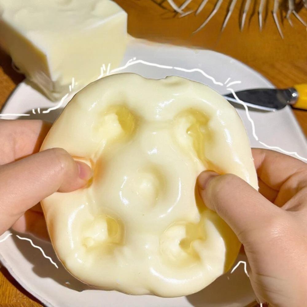 Handmade Coconut Oil Cheese Moldable Squishy, Non-Rebound Pinch Stress Relief Fidget Toy, Plastic Decompression Ball