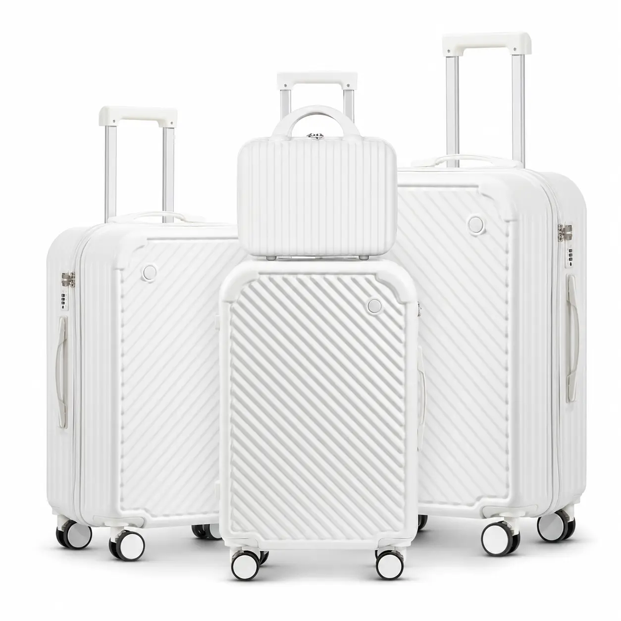 4 Piece Luggage Set, 20in Carry On with 14in Personal Item Bag, 24/28in Checked Hardside Suitcases, Lightweight ABS+PC, Spinner Wheels, Combination Lock, USB Port, Cup Holder, Travel Essentials for Back to School, Family Vacation & Business Trips