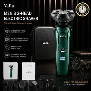 【TikTokshopJumpstartSale】Valla Men's Three Head Electric Shaver Gift Box - IPX7 Waterproof, Dual Use for Dry and Wet, 3D Floating Knife Net, Comes with Travel Bag and Gift Bag - The Best Choice for Giving Gifts