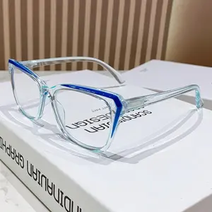 Gradient Transparent Frame Blue Light Blocking Glasses | Unisex Fashion Eyewear - Progressive Reading & Anti-Blue Light, Perfect for Office & Screen Time