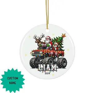 Monster Truck Ornament with Custom Name and Date, Personalized Christmas Ornament, Gifts for children, Christmas gifts 2024