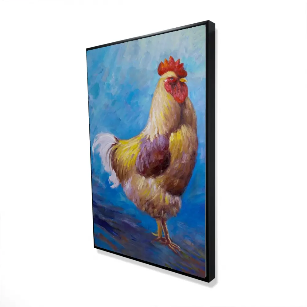 360 Stand 24x36 in. Framed Canvas Wall Art - Vibrant Rooster Print, Contemporary Farmhouse Home Decor for Home Decor Enthusiasts, Wall Decor
