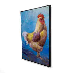 360 Stand 24x36 in. Framed Canvas Wall Art - Vibrant Rooster Print, Contemporary Farmhouse Home Decor for Home Decor Enthusiasts, Wall Decor