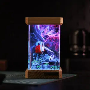 Holl.ow Kni.ght The Knight Epoxy Resin Figurines - Diorama Wooden Base Ornament Gaming Desk Decor Collectible Gift Home Office Decoration