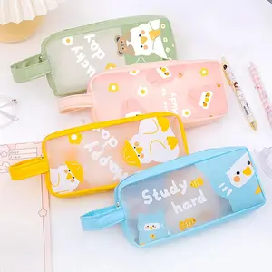 1PC Waterproof PVC Pencil Case Cute Animal Print Pattern Portable Stationery Storage Bag Desktop Organizer School Supplies Gift