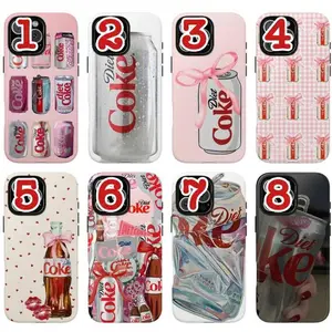 Diet Coke Aesthetic Rubber Smartphone Case - Cute Pink Soda Collage, Compatible with iPhone 11-17, Wireless-Friendly Handheld Mobile Phone Accessory